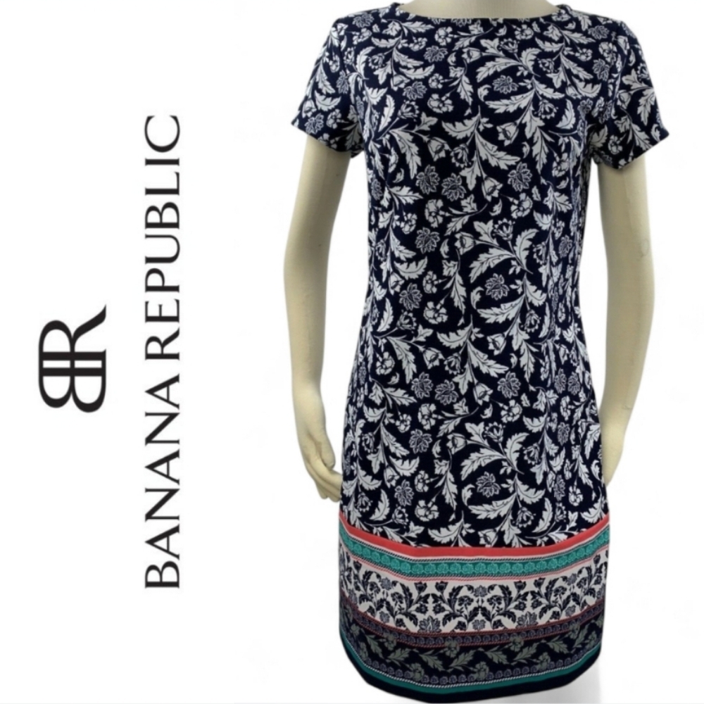 Like New! Banana Republic Floral Border Hem Shirt Dress